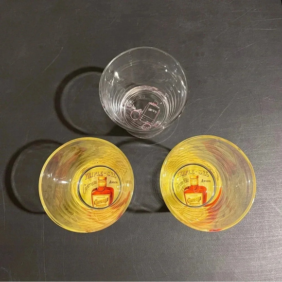 Triple Sec Cointreau Angers Tumbler Glasses Lot (3) with Vintage Advertising - Picture 2 of 7